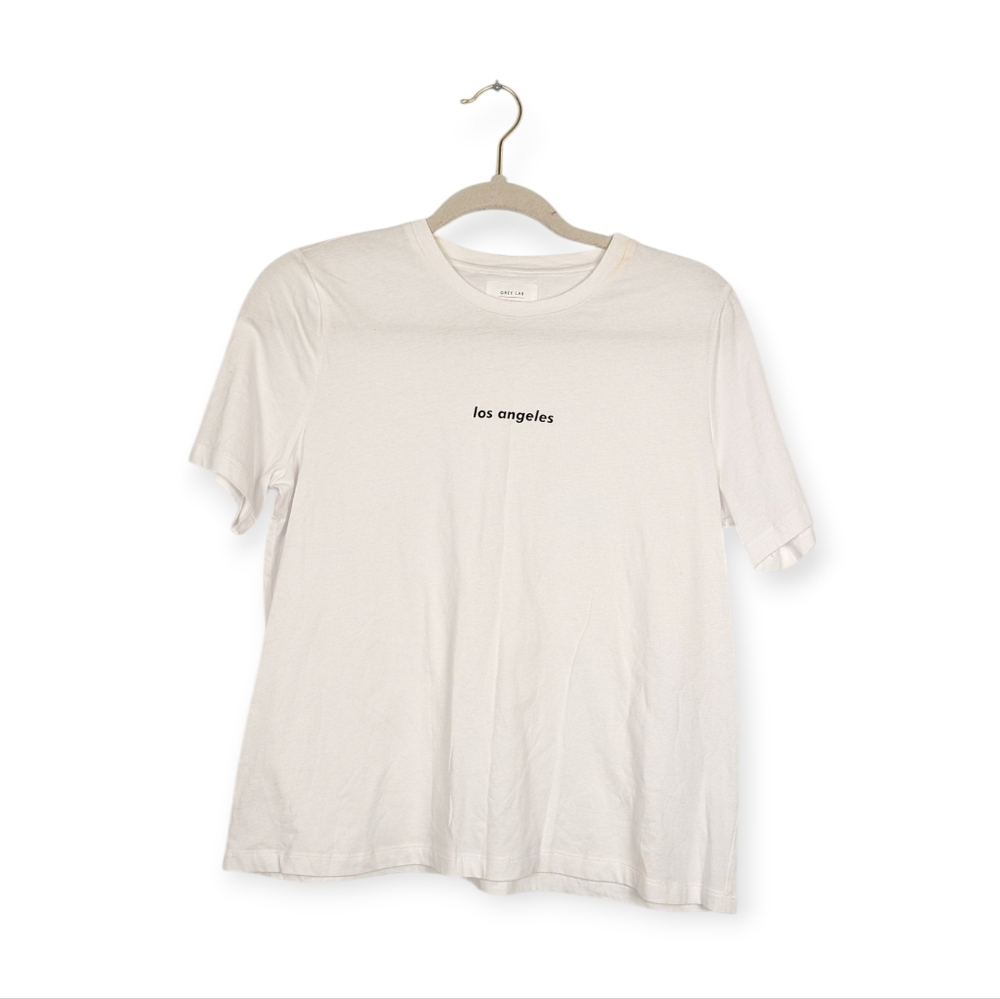 Grey Lab White Los Angeles Short Sleeve Crewneck Tee Size